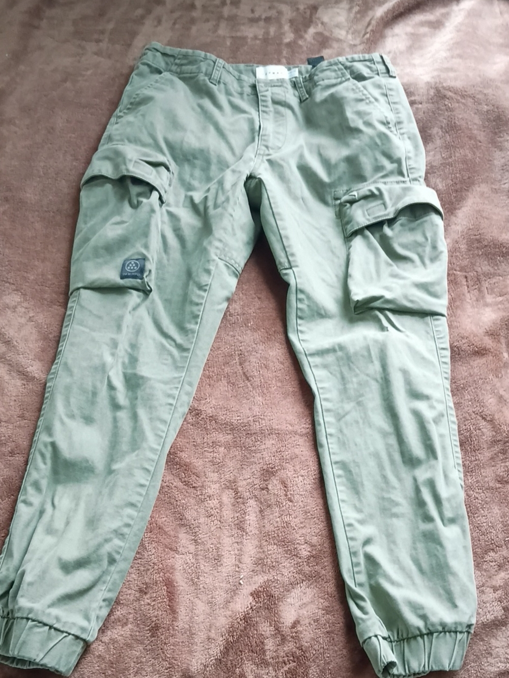 Topman Olive Green Cargo Jogger Pants